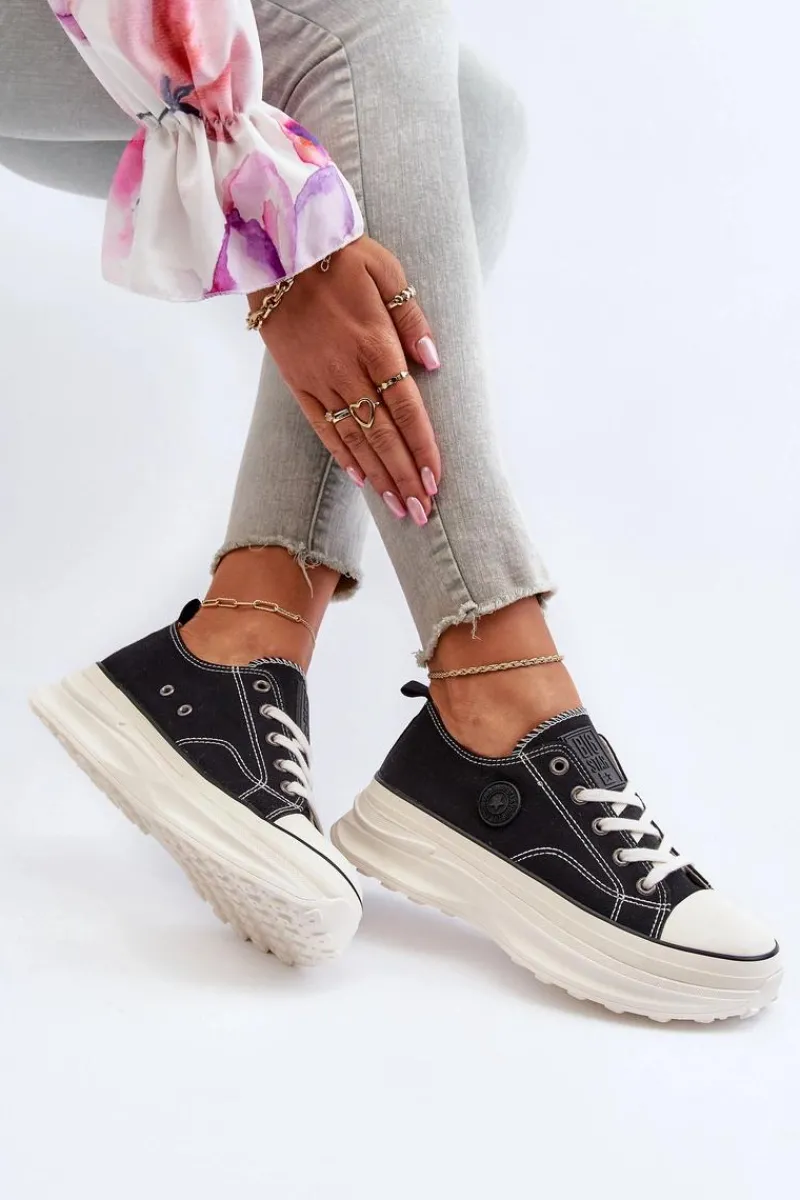 Trampki Damskie Big Star|Big Star>Big Star Shoes Damskie Trampki Na Masywnej Podeszwie Big Star NN274125 Czarne Czarny