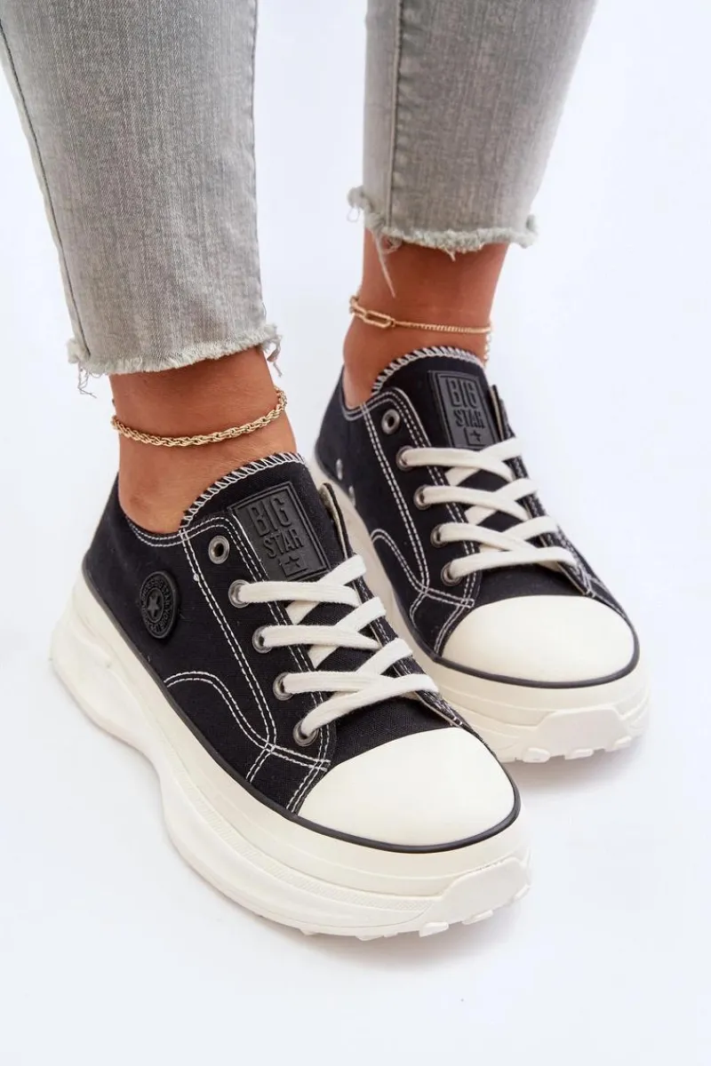 Trampki Damskie Big Star|Big Star>Big Star Shoes Damskie Trampki Na Masywnej Podeszwie Big Star NN274125 Czarne Czarny