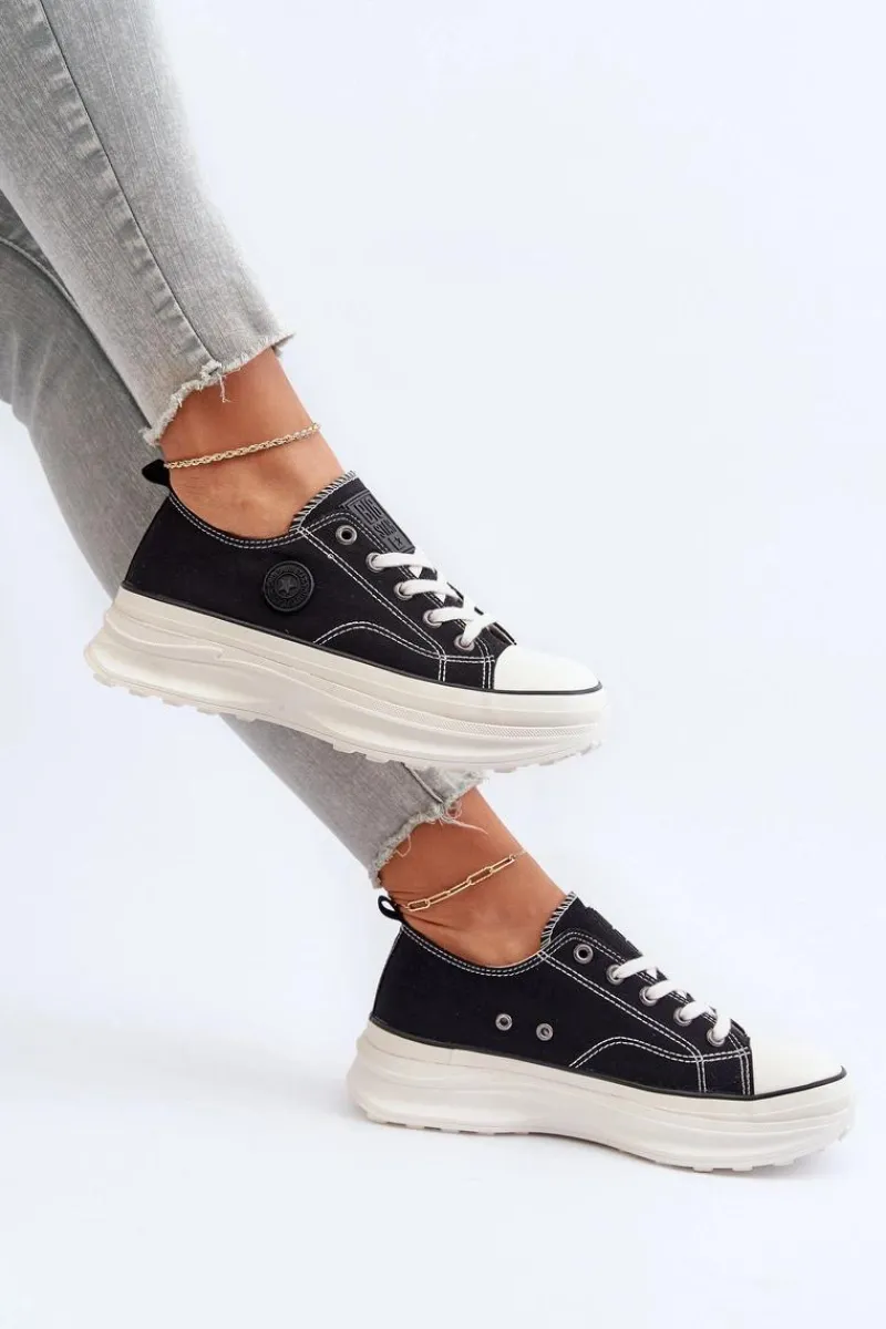 Trampki Damskie Big Star|Big Star>Big Star Shoes Damskie Trampki Na Masywnej Podeszwie Big Star NN274125 Czarne Czarny