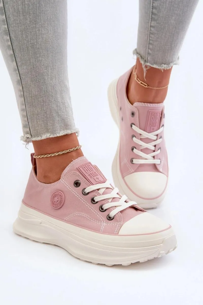 Online Damskie Trampki Na Masywnej Podeszwie Big Star NN274129 Różowe Damskie Trampki Damskie Big Star|Big Star