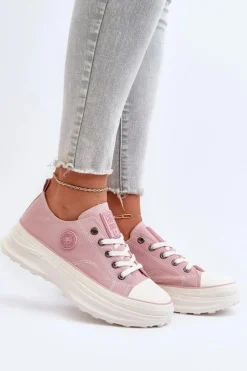 Online Damskie Trampki Na Masywnej Podeszwie Big Star NN274129 Różowe Damskie Trampki Damskie Big Star|Big Star