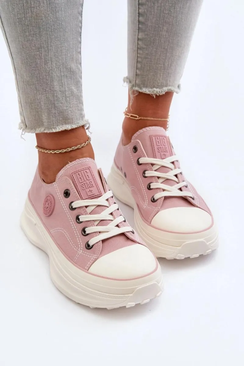 Online Damskie Trampki Na Masywnej Podeszwie Big Star NN274129 Różowe Damskie Trampki Damskie Big Star|Big Star