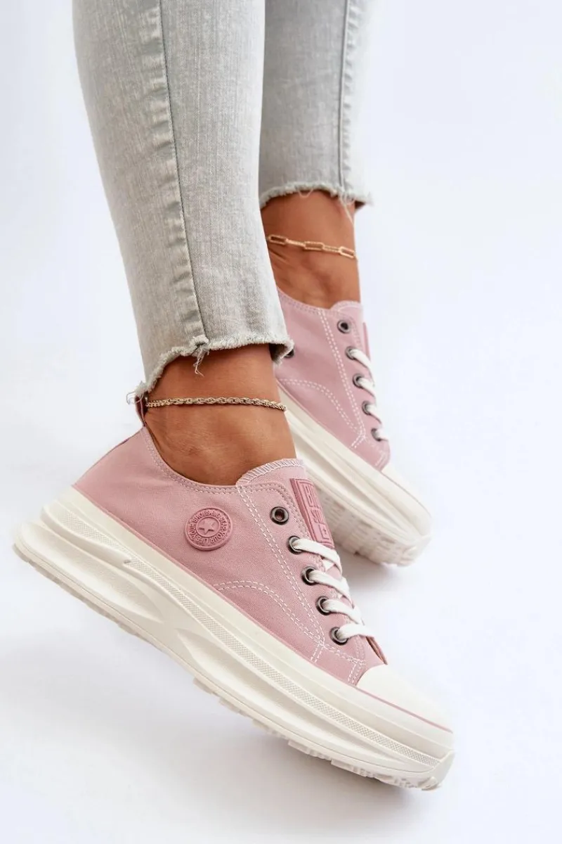 Online Damskie Trampki Na Masywnej Podeszwie Big Star NN274129 Różowe Damskie Trampki Damskie Big Star|Big Star