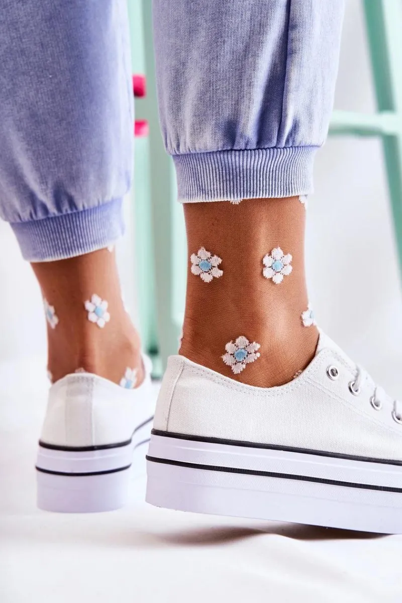 Outlet Boto Damskie Trampki Na Masywnej Platformie Białe Farona