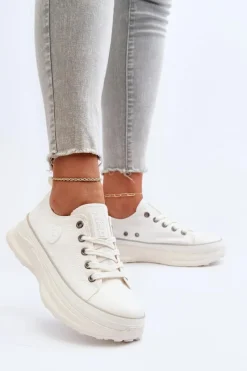 New Big Star Shoes Damskie Trampki Na Masywnej Podeszwie Big Star NN274126 Białe Biały