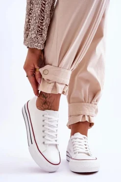 Hot Damskie Trampki Na Masywnej Platformie Białe Ember Damskie Trampki Damskie Niskie