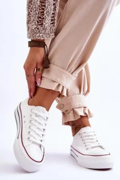 Hot Damskie Trampki Na Masywnej Platformie Białe Ember Damskie Trampki Damskie Niskie