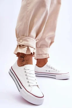 Hot Damskie Trampki Na Masywnej Platformie Białe Ember Damskie Trampki Damskie Niskie