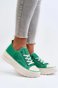 Trampki Damskie Big Star|Big Star>Big Star Shoes Damskie Trampki Na Masywnej Podeszwie Big Star NN274130 Zielone