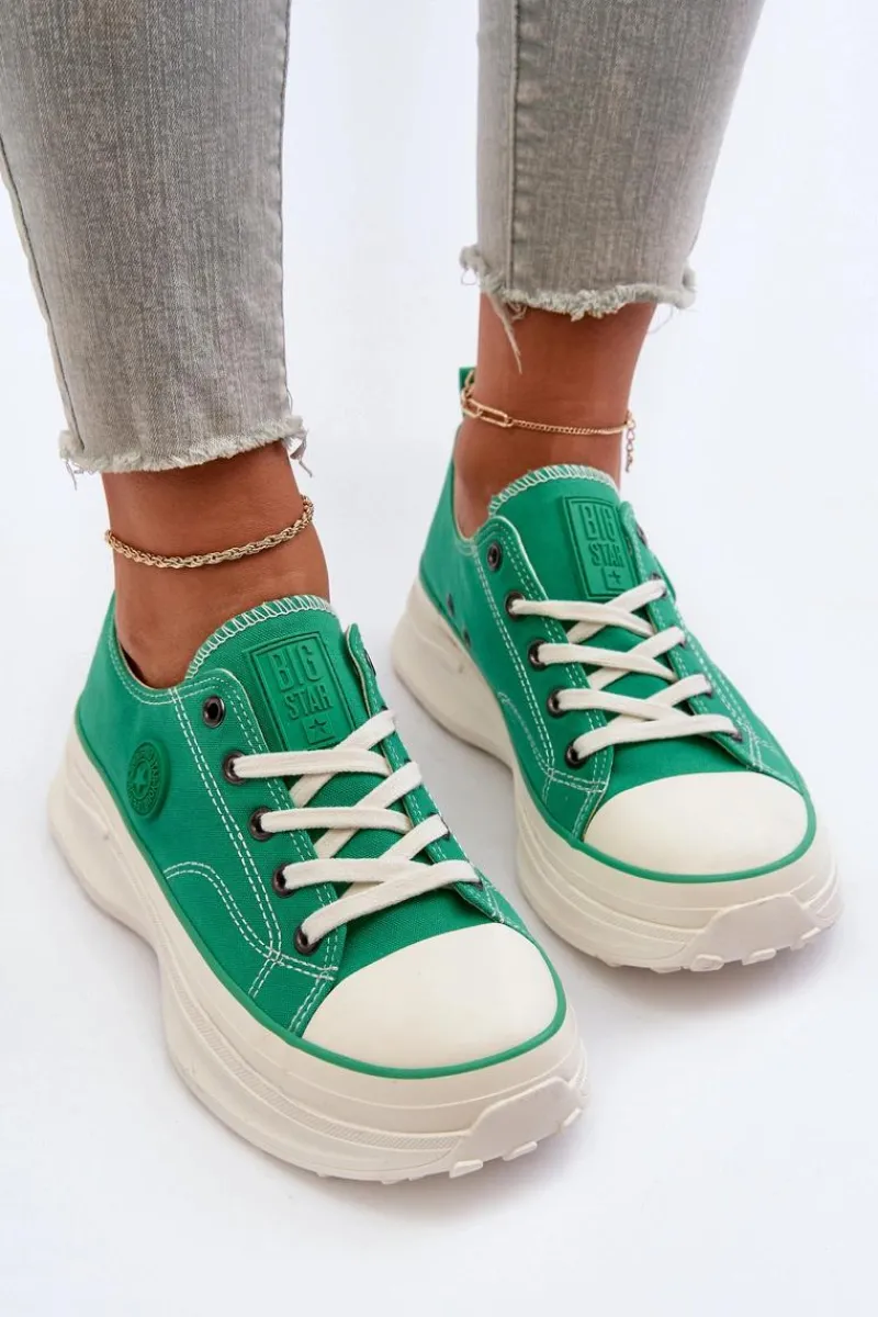 Trampki Damskie Big Star|Big Star>Big Star Shoes Damskie Trampki Na Masywnej Podeszwie Big Star NN274130 Zielone