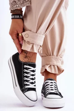 New Boto Damskie Trampki Na Masywnej Platformie Czarne Ember