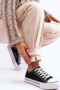 New Boto Damskie Trampki Na Masywnej Platformie Czarne Ember