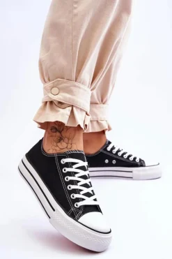 New Boto Damskie Trampki Na Masywnej Platformie Czarne Ember