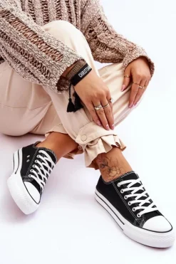 New Boto Damskie Trampki Na Masywnej Platformie Czarne Ember