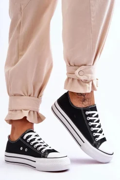 New Boto Damskie Trampki Na Masywnej Platformie Czarne Ember