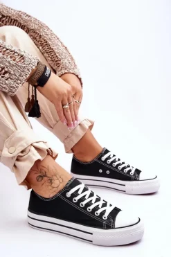 New Boto Damskie Trampki Na Masywnej Platformie Czarne Ember