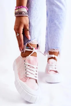 Best Damskie Trampki Na Platformie Różowe Comes Damskie Trampki Damskie Niskie