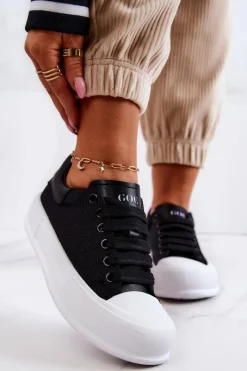 Discount GOE Damskie Trampki Na Platformie JJ2N4073 Czarne