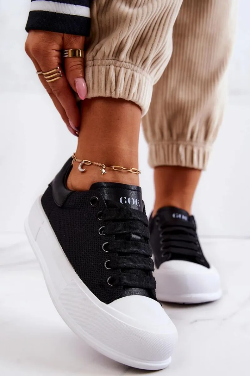 Discount GOE Damskie Trampki Na Platformie JJ2N4073 Czarne