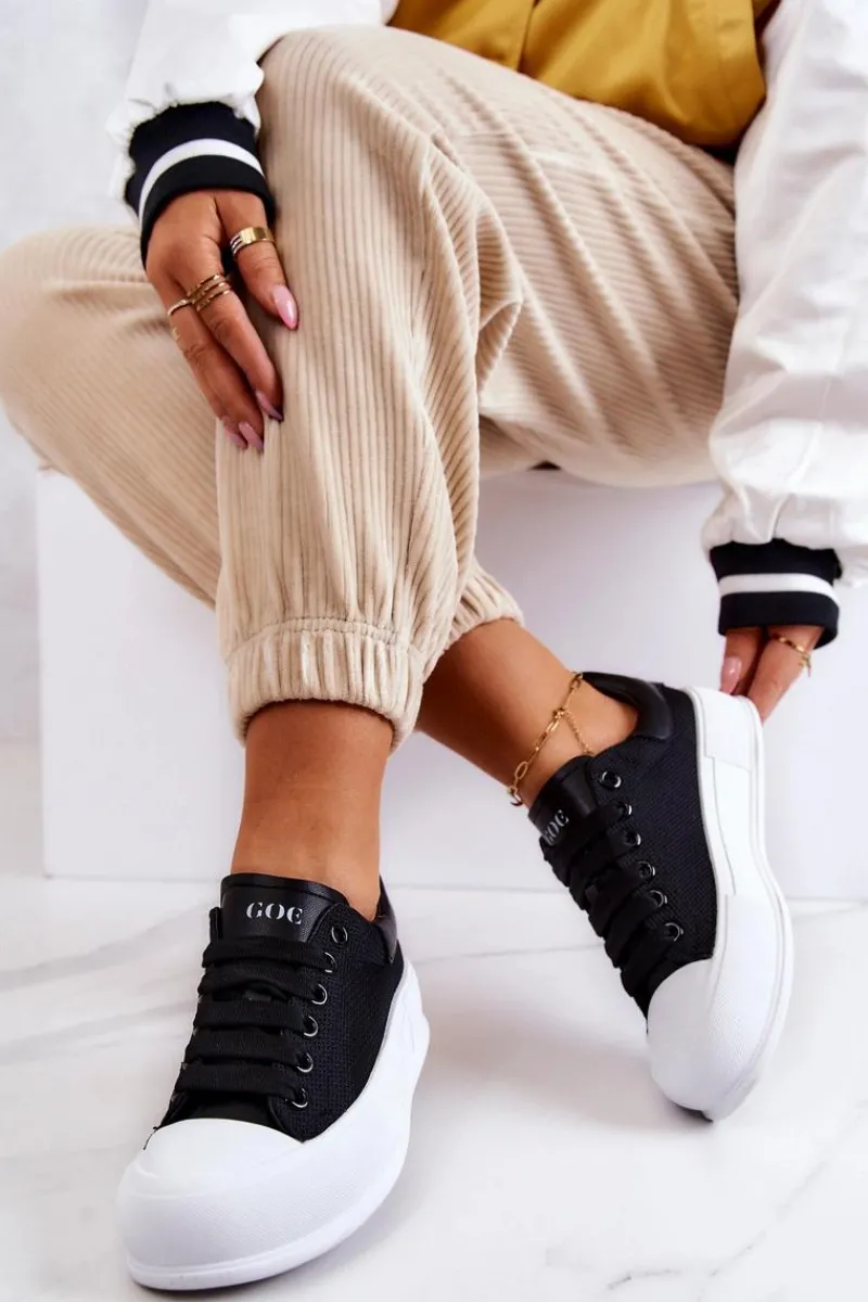 Discount GOE Damskie Trampki Na Platformie JJ2N4073 Czarne