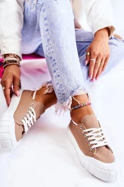 Trampki Damskie Niskie></noscript>Boto Damskie Trampki Na Platformie Brązowe Comes