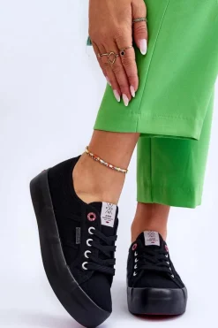 Damskie Trampki Na Platformie LL2R4039 Czarne Damskie Trampki Damskie Cross Jeans|Trampki Damskie Niskie