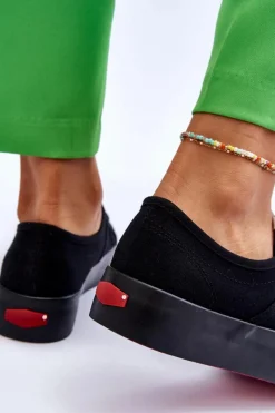 Damskie Trampki Na Platformie LL2R4039 Czarne Damskie Trampki Damskie Cross Jeans|Trampki Damskie Niskie