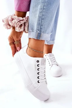 Trampki Damskie Big Star|Trampki Damskie Niskie>Big Star Shoes Damskie Trampki Na Platformie BIG STAR II274348 Białe