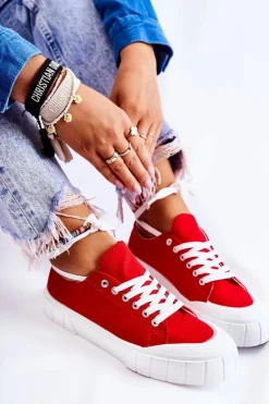 Damskie Trampki Na Platformie Czerwone Comes Damskie Trampki Damskie Niskie