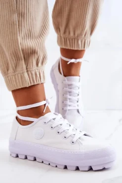 Trampki Damskie Big Star|Trampki Damskie Niskie>Big Star Shoes Damskie Trampki Na Platformie BIG STAR JJ274488 Białe