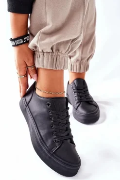 Damskie Trampki Na Platformie BIG STAR II274098 Czarne Damskie Trampki Damskie Big Star|Trampki Damskie Niskie