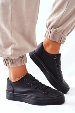 Damskie Trampki Na Platformie BIG STAR II274098 Czarne Damskie Trampki Damskie Big Star|Trampki Damskie Niskie