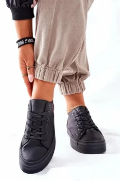 Damskie Trampki Na Platformie BIG STAR II274098 Czarne Damskie Trampki Damskie Big Star|Trampki Damskie Niskie