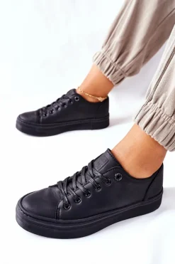 Damskie Trampki Na Platformie BIG STAR II274098 Czarne Damskie Trampki Damskie Big Star|Trampki Damskie Niskie