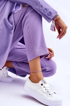 Trampki Damskie Cross Jeans|Trampki Damskie Niskie>Cross Jeans Damskie Trampki Na Platformie LL2R4040 Białe