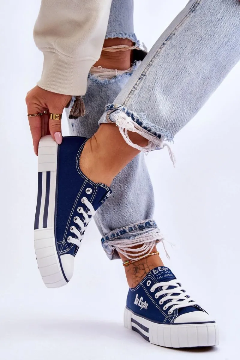 Trampki Damskie Niskie>Lee Cooper Damskie Trampki Na Platformie LCW-23-31-1803L Granatowe