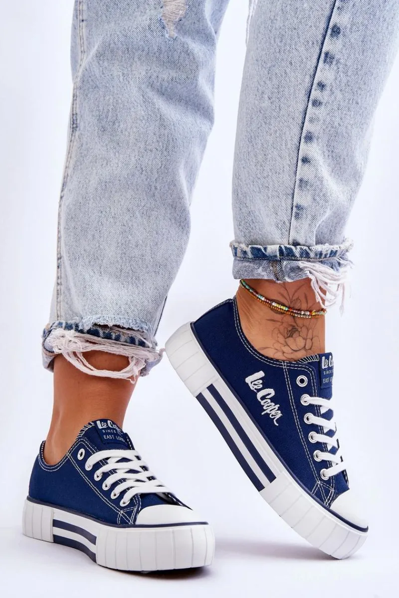 Trampki Damskie Niskie>Lee Cooper Damskie Trampki Na Platformie LCW-23-31-1803L Granatowe