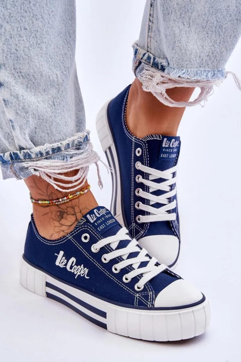 Trampki Damskie Niskie>Lee Cooper Damskie Trampki Na Platformie LCW-23-31-1803L Granatowe