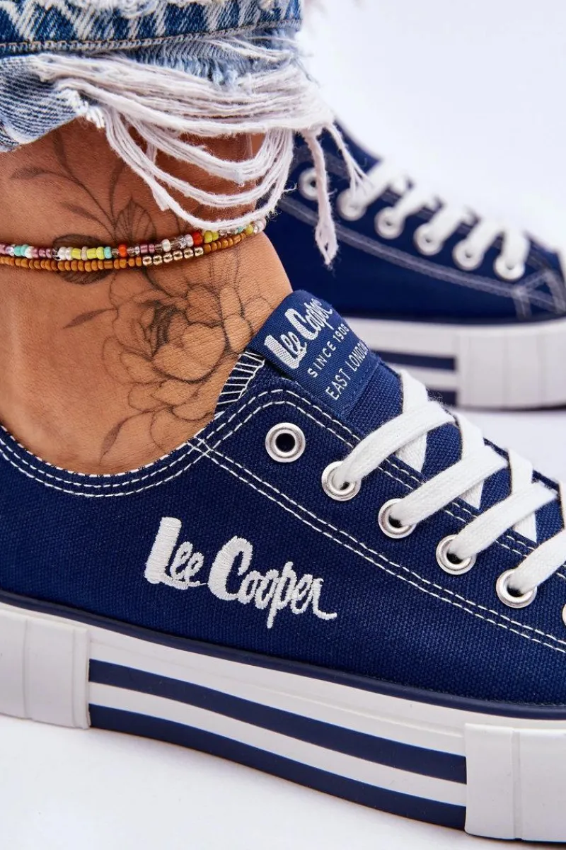 Trampki Damskie Niskie>Lee Cooper Damskie Trampki Na Platformie LCW-23-31-1803L Granatowe
