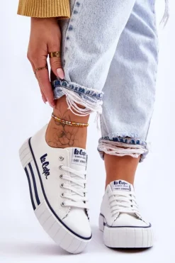 New Damskie Trampki Na Platformie LCW-23-31-1802L Białe Damskie Trampki Damskie Niskie