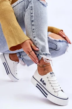 New Damskie Trampki Na Platformie LCW-23-31-1802L Białe Damskie Trampki Damskie Niskie