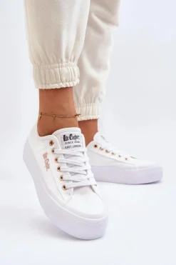 Discount Damskie Trampki Na Platformie LCW-24-31-2725 Białe Damskie Trampki Damskie Niskie