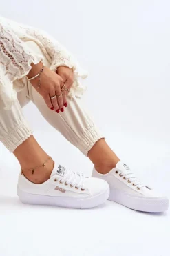 Discount Damskie Trampki Na Platformie LCW-24-31-2725 Białe Damskie Trampki Damskie Niskie