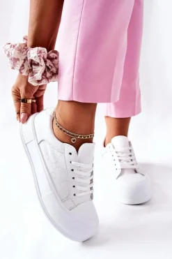 Trampki Damskie Niskie>Boto Damskie Trampki Na Platformie Białe Honey