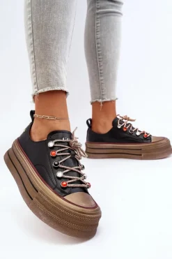 Trampki Damskie Niskie|Sneakersy Damskie>GOE Damskie Trampki Na Platformie NN2N4053 Czarne