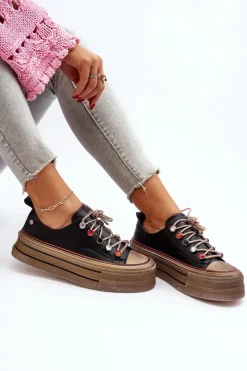 Trampki Damskie Niskie|Sneakersy Damskie>GOE Damskie Trampki Na Platformie NN2N4053 Czarne
