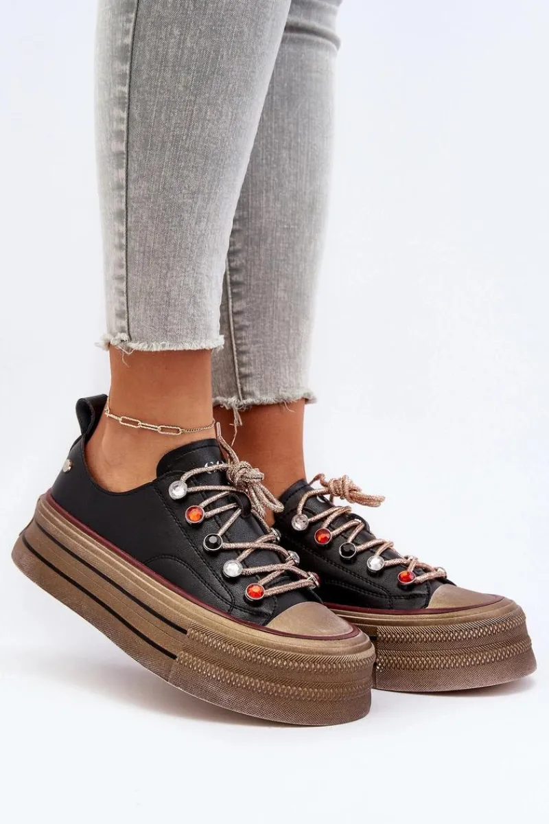 Trampki Damskie Niskie|Sneakersy Damskie>GOE Damskie Trampki Na Platformie NN2N4053 Czarne