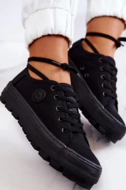 Discount Big Star Shoes Damskie Trampki Na Platformie BIG STAR JJ274489 Czarne