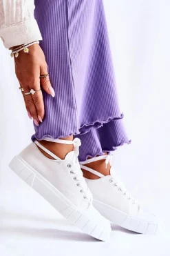 Trampki Damskie Niskie></noscript>Boto Damskie Trampki Na Platformie Białe Comes