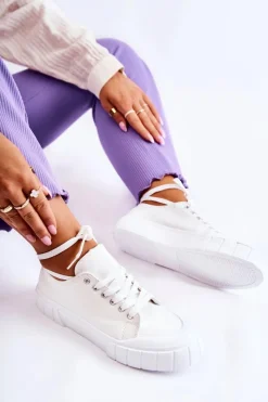 Trampki Damskie Niskie></noscript>Boto Damskie Trampki Na Platformie Białe Comes